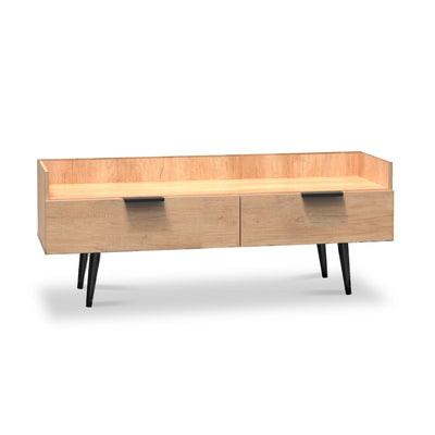 Asher Light Oak Media Console Unit with Black Legs