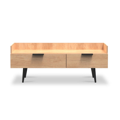 Asher Light Oak Media Console Unit with Black Legs