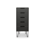 Moreno Graphite Grey 5 Drawer Tallboy Chest with Hairpin Legs from Roseland Furniture