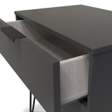 Moreno Graphite Grey 2 Drawer Sofa Side Lamp Table with Hairpin Legs from Roseland Furniture