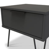 Moreno Charcoal Grey 1 Drawer Bedside Table by Roseland Furniture