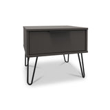 Moreno Graphite Grey 1 Drawer Sofa Side Lamp Table with Hairpin Legs from Roseland furniture