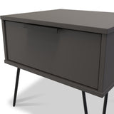 Moreno Graphite Grey 1 Drawer Sofa Side Lamp Table with Hairpin Legs from Roseland furniture