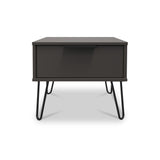 Moreno Graphite Grey 1 Drawer Sofa Side Lamp Table with Hairpin Legs from Roseland furniture