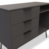 Moreno Graphite 3 Drawer TV Unit with Gold Hairpin Legs from Roseland Furniture