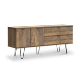 Asher Rustic Oak with Black Hairpin Legs 2 Drawer 2 Door Wide Sideboard from Roseland Furniture