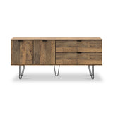 Asher Rustic Oak with Black Hairpin Legs 2 Drawer 2 Door Wide Sideboard from Roseland Furniture