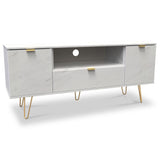 Moreno White Marble 2 Door 1 Drawer Wide TV Unit from Roseland Furniture