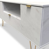 Moreno White Marble 2 Door 1 Drawer Wide TV Unit