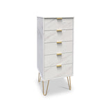 Moreno Marble Effect 5 Drawer Tallboy from Roseland Furniture