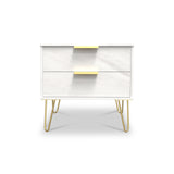 Moreno Marble Effect 2 Drawer Lamp Side Table