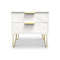 Moreno Marble Effect 2 Drawer Side Table from Roseland Furniture