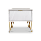 Moreno Marble Effect 1 Drawer White Bedside Cabinet