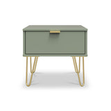 Moreno Olive Green 1 Drawer Bedside Table by Roseland Furniture