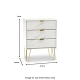 Moreno Marble Effect 3 Drawer Midi Unit from Roseland Furniture