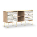 Mila White with Gold Hairpin Legs 6 Drawer Sideboard from Roseland Furniture