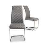 Holston Grey Faux Leather Quilted Back Dining Chair