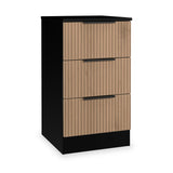 Jago-slatted-effect-3-drawer-bedside-black from Roseland Furniture