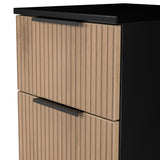 Jago-slatted-effect-3-drawer-bedside-black from Roseland Furniture