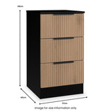 Jago-slatted-effect-3-drawer-bedside-black from Roseland Furniture