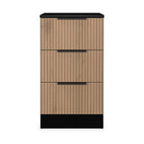 Jago-slatted-effect-3-drawer-bedside-black from Roseland Furniture