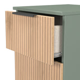 Jago-slatted-effect-3-drawer-bedside-green from Roseland Furniture