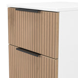 Jago-slatted-effect-3-drawer-bedside-white from Roseland Furniture