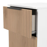 Jago-slatted-effect-3-drawer-bedside-white from Roseland Furniture