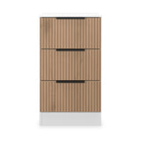 Jago-slatted-effect-3-drawer-bedside-white from Roseland Furniture