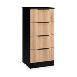 Jago-slatted-effect-4-drawer-bedside-black from Roseland Furniture