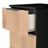 Jago-slatted-effect-4-drawer-bedside-black from Roseland Furniture