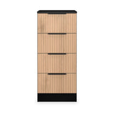 Jago-slatted-effect-4-drawer-bedside-black from Roseland Furniture