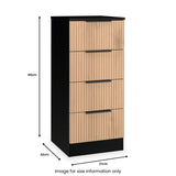 Jago-slatted-effect-4-drawer-bedside-black from Roseland Furniture