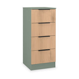 Jago-slatted-effect-4-drawer-bedside-green from Roseland Furniture