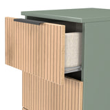 Jago-slatted-effect-4-drawer-bedside-green from Roseland Furniture