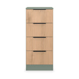 Jago-slatted-effect-4-drawer-bedside-green from Roseland Furniture