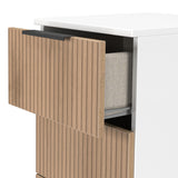 Jago-slatted-effect-4-drawer-bedside-white from Roseland Furniture