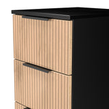 Jago-slatted-effect-5-drawer-tallboy-black from Roseland Furniture