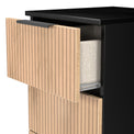 Jago-slatted-effect-5-drawer-tallboy-black from Roseland Furniture