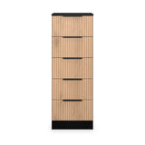 Jago-slatted-effect-5-drawer-tallboy-black from Roseland Furniture