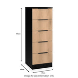 Jago-slatted-effect-5-drawer-tallboy-black from Roseland Furniture