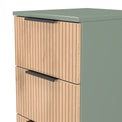 Jago-slatted-effect-5-drawer-tallboy-green from Roseland Furniture