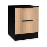 Jago-slatted-effect-2-drawer-bedside-black from Roseland Furniture