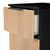 Jago-slatted-effect-2-drawer-bedside-black from Roseland Furniture