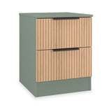 Jago-slatted-effect-2-drawer-bedside-green from Roseland Furniture