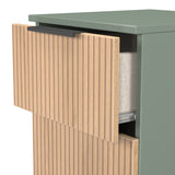 Jago-slatted-effect-2-drawer-bedside-green from Roseland Furniture