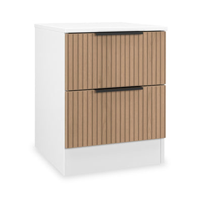 Jago Slatted Effect 2 Drawer Bedside Table