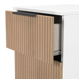 Jago-slatted-effect-2-drawer-bedside-white from Roseland Furniture