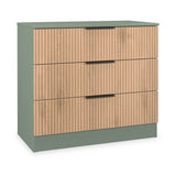 Jago-Slatted-Effect-3-Drawer-Chest-Greenfrom Roseland Furniture