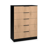 Jago-slatted-effect-5-drawer-chest-black from Roseland Furniture